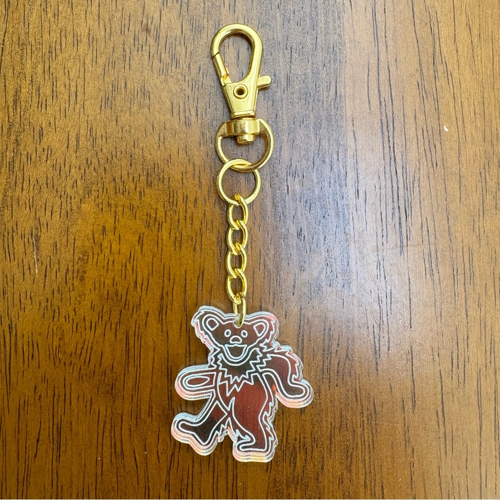 Holographic Grateful Dead Dancing Bear Keychain Bag Charm